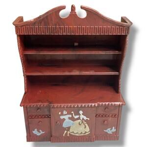 1950s Renewal Dollhouse Miniature Hutch Stenciled 1:12 Scale Plastic
